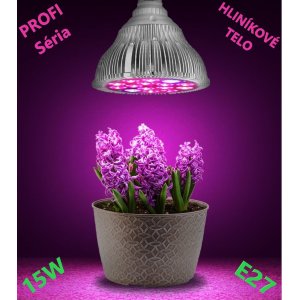 15 W - PROFI LED GROW žiarovka pre všetky rastliny, E27, High-power+, ružová